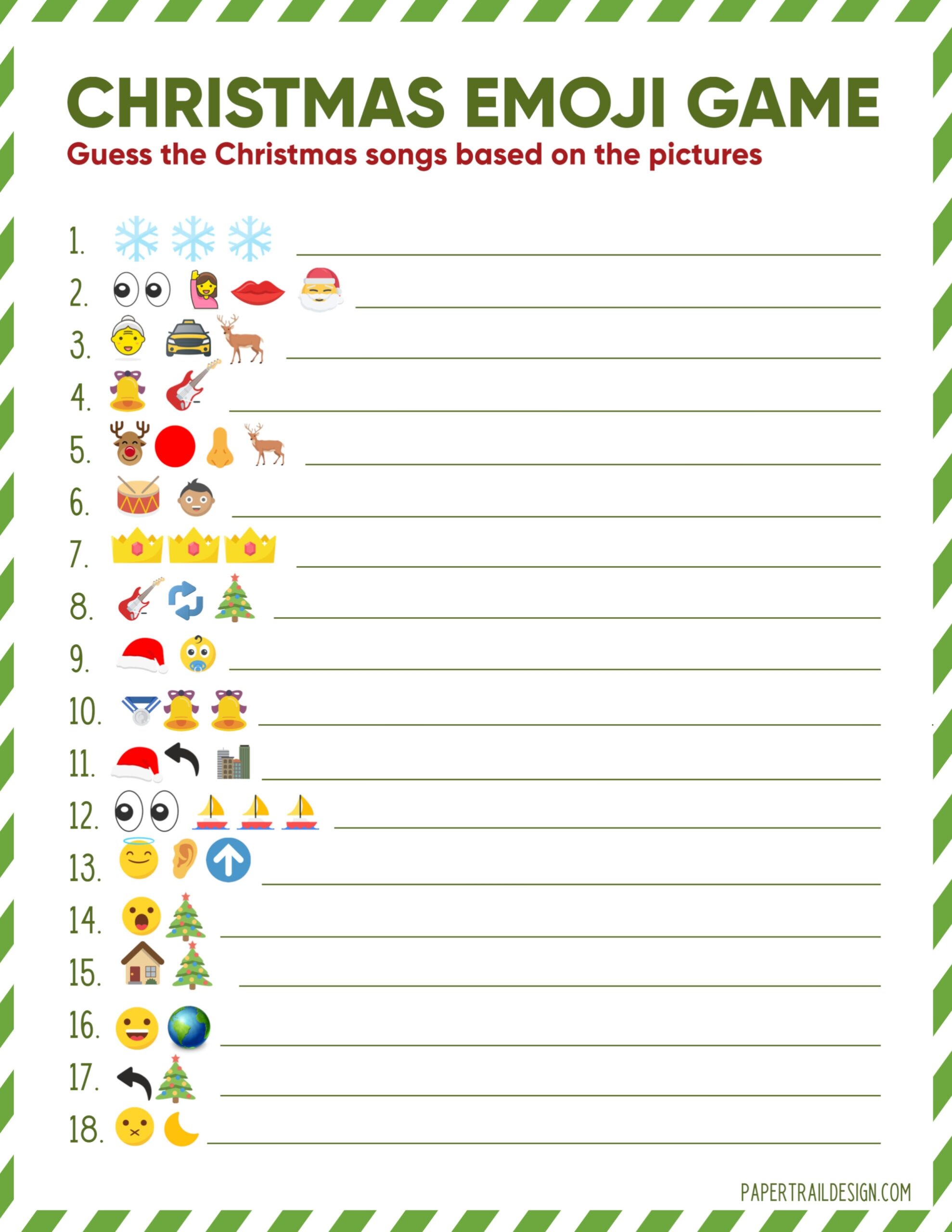 Christmas Song Emoji Quiz Printable