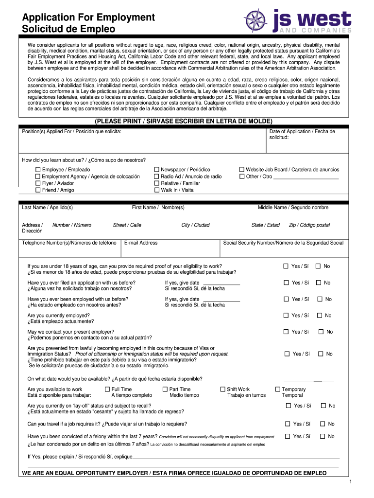Employment Application In Spanish Fill Online Printable Fillable Blank PdfFiller