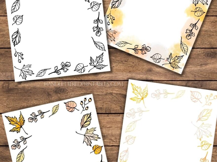 Fall Borders Free Printable Paper With Autumn Leaves Hand Lettered Printables