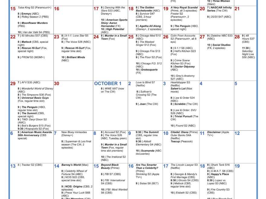 Fall TV Schedule 2024 Release Dates For Season And Series Premieres