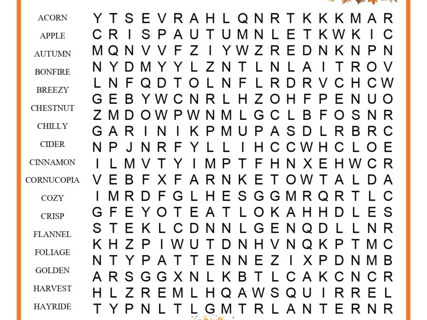 Fall Word Search For Adults