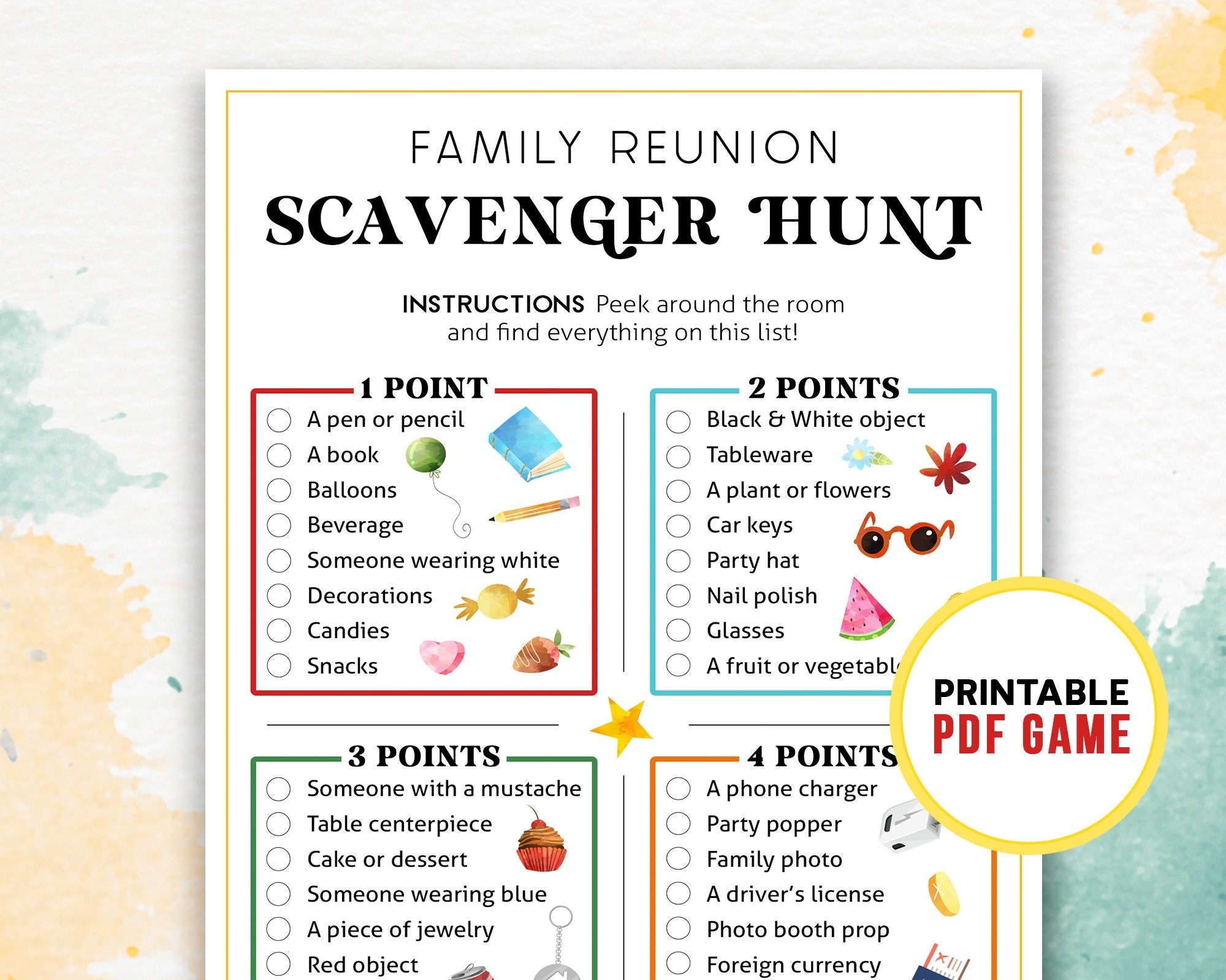 Family Reunion Scavenger Hunt Printable Games For Adults Teens Kids Family Gathering Icebreakers Digital Download Etsy