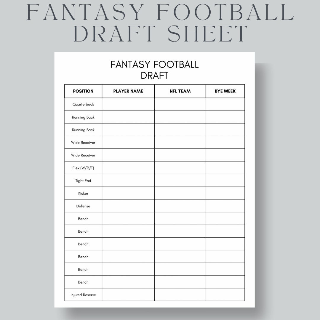 Printable Fantasy Football Draft Sheets
