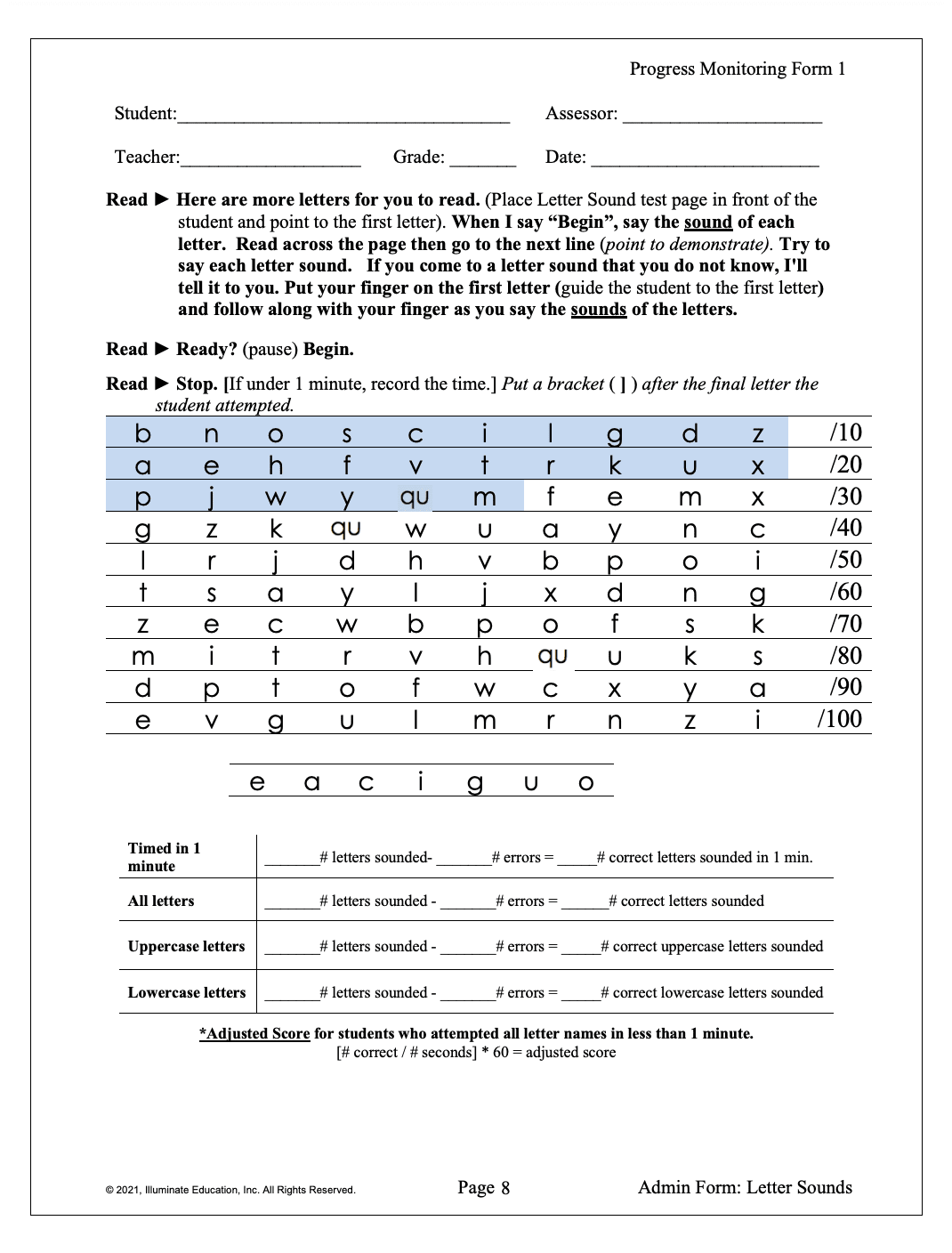 FastBridge EarlyREADING Illuminate Education