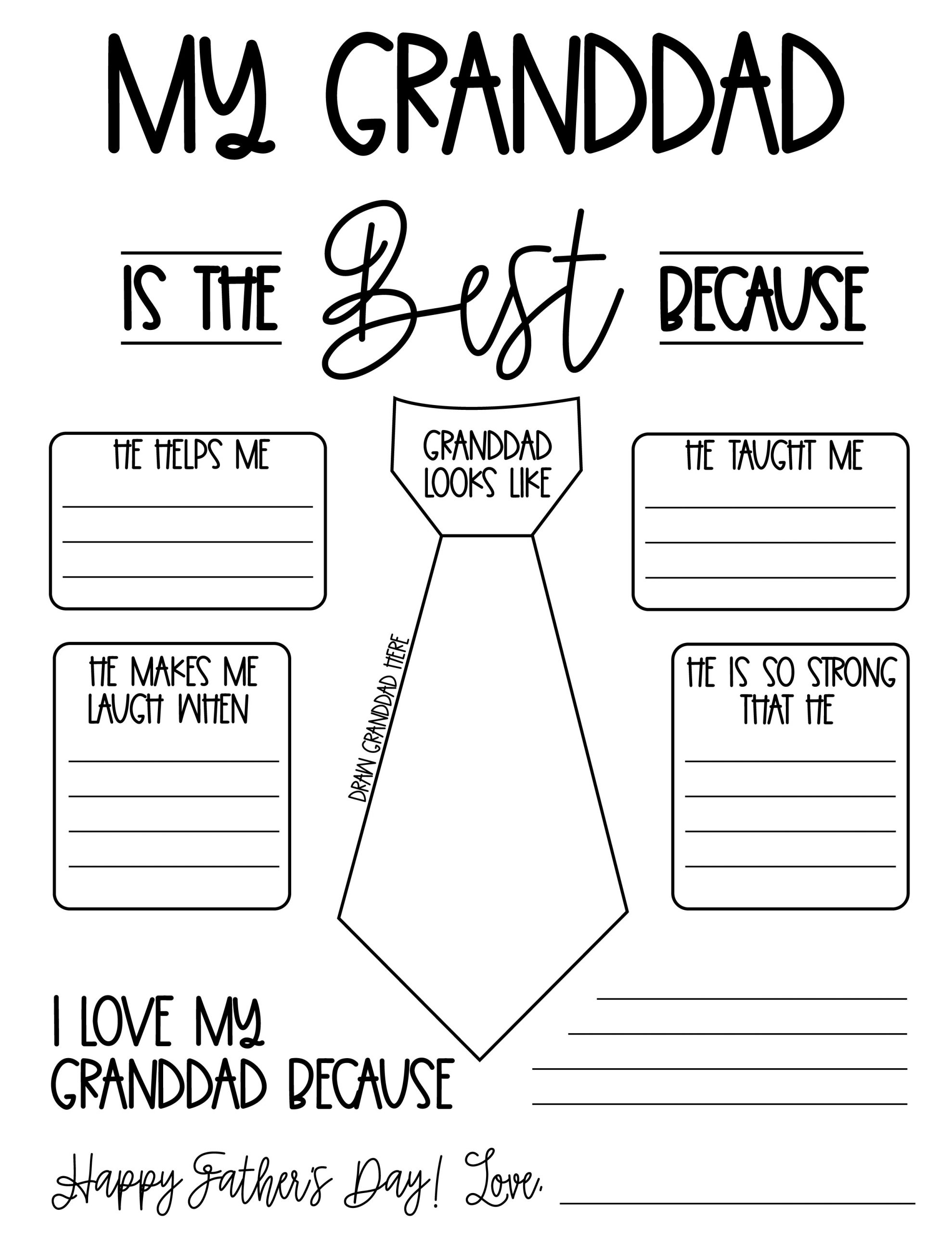 Father s Day Printable for Grandpa Papa And Granddad Too 