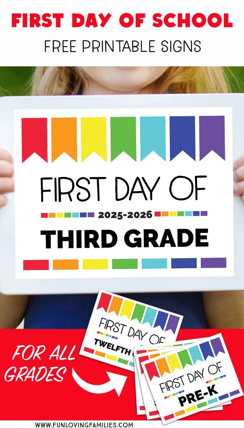 First Day Of School Signs 2025 2026 Free Printables For All Grades