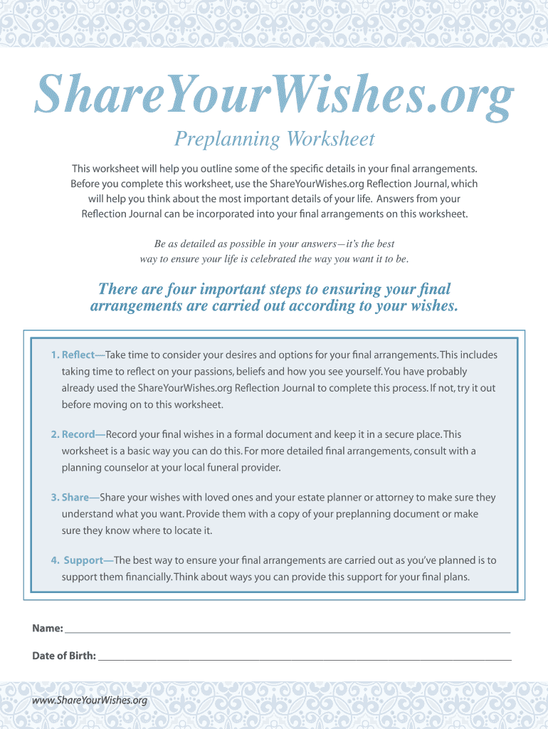 Five Wishes Printable Form Free