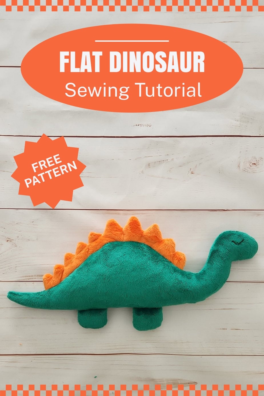 Flat Dinosaur Plush Sewing Tutorial with Free Pattern Templates 