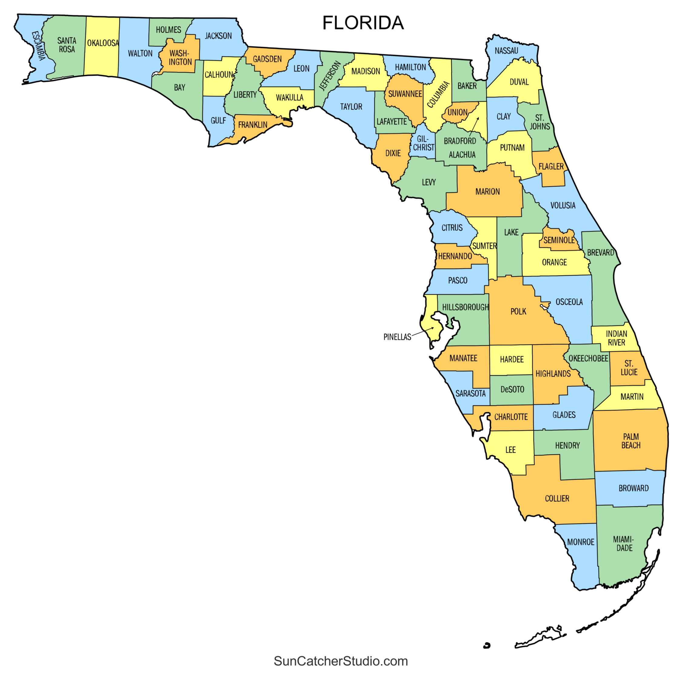 Florida County Map Printable State Map With County Lines Free Printables Monograms Design Tools Patterns DIY Projects