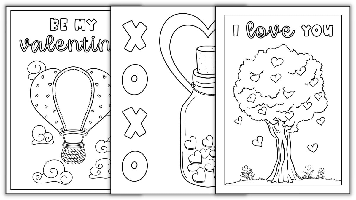 Foldable Valentine s Day Coloring Cards Totally Free The Craft at Home Family