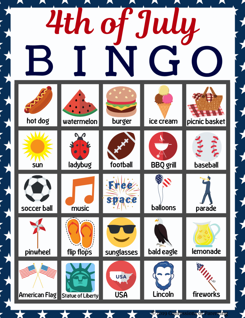Fourth Of July Bingo Free Printable Printable Party Favors