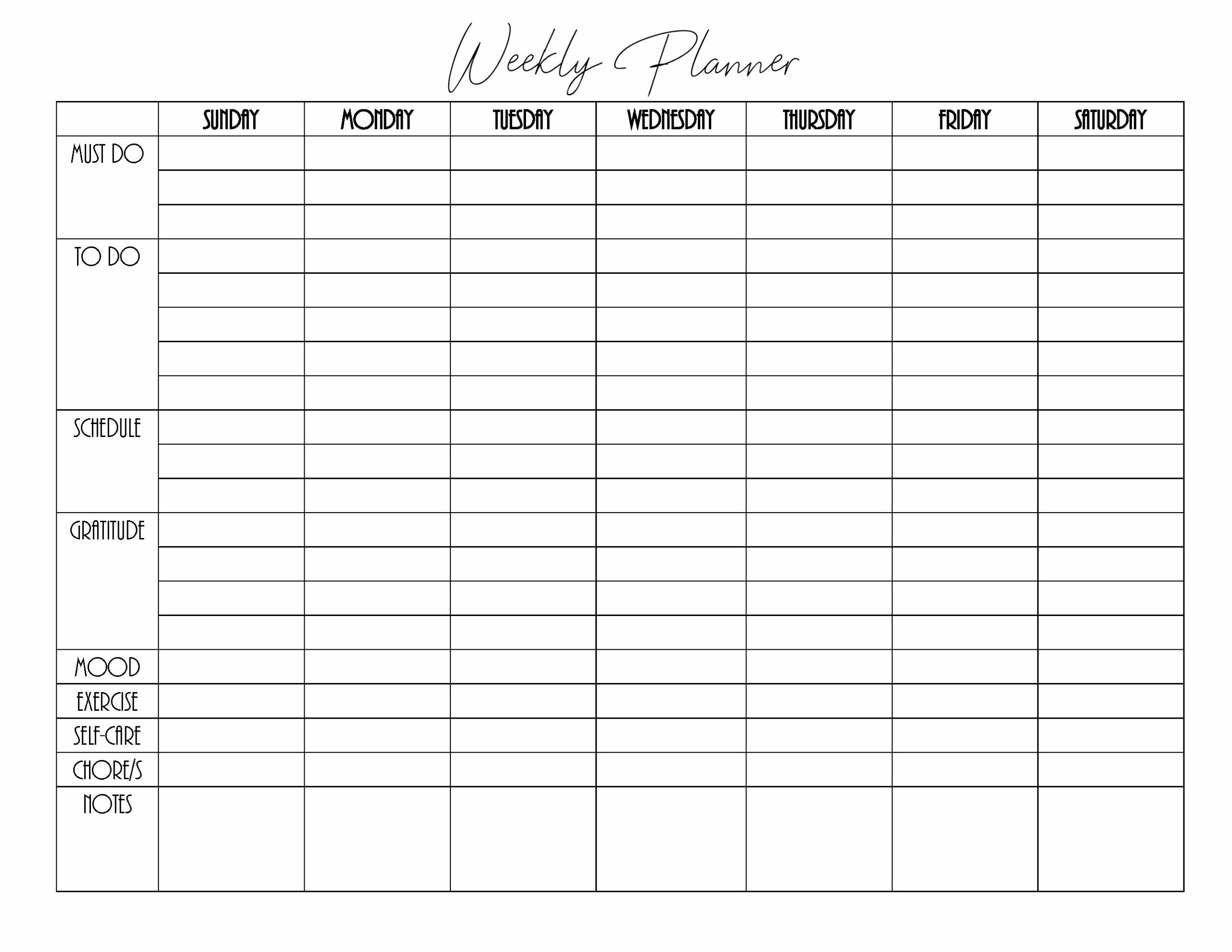 FREE 2024 Weekly Planner PDF Printable Instant Download