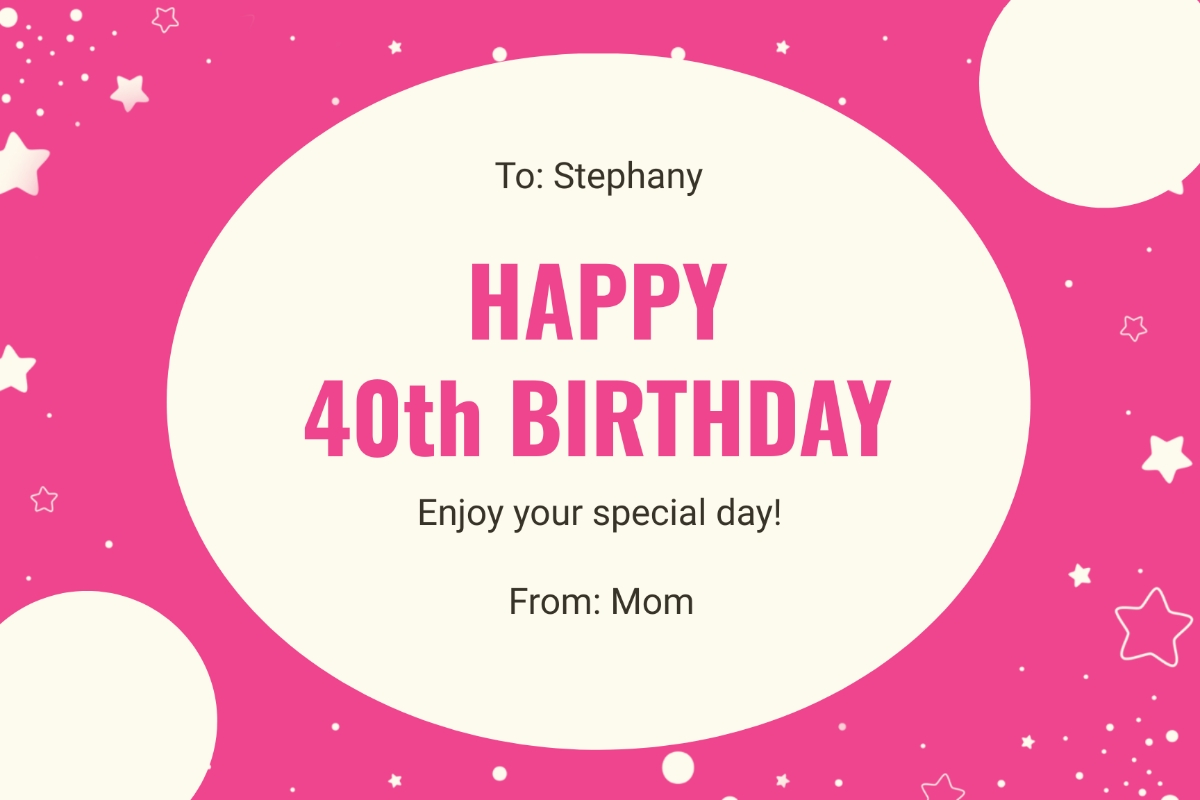 40Th Birthday Cards Free Printable