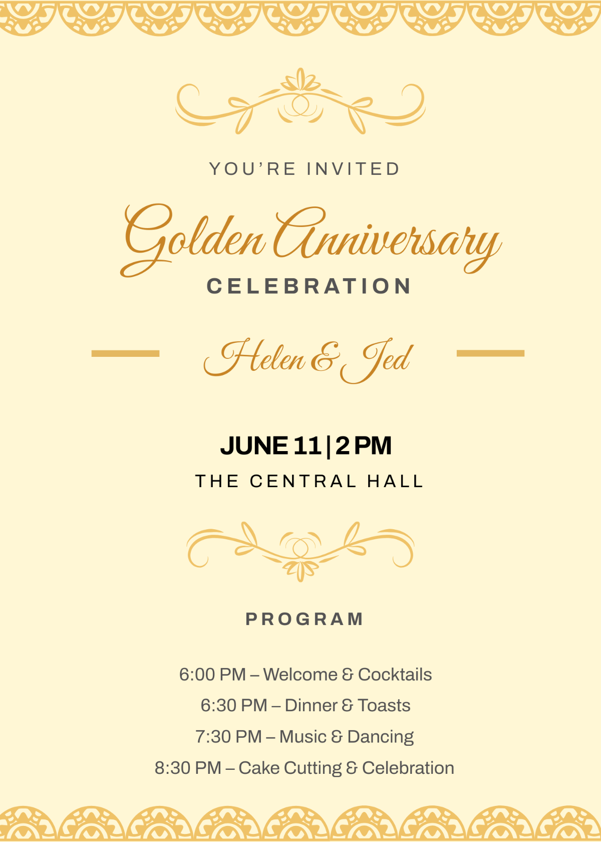 Free Printable 50Th Wedding Anniversary Invitation Templates