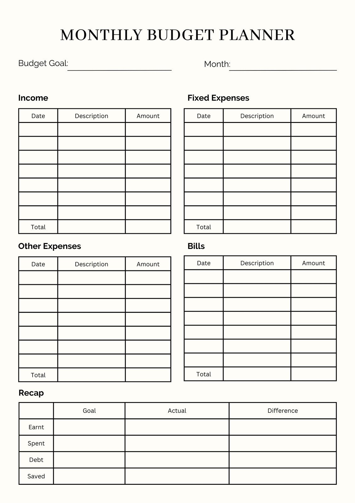 Free Printable Weekly Budget Forms