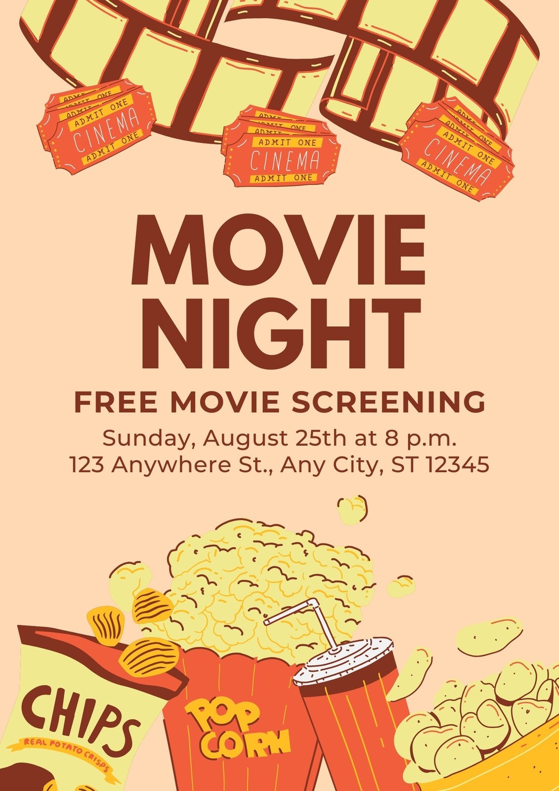 Free And Customizable Movie Night Templates Canva