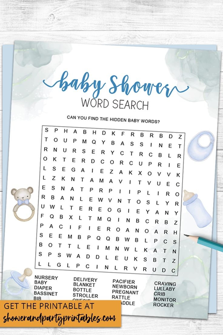 FREE Baby Shower Word Search Printable 4 Designs 