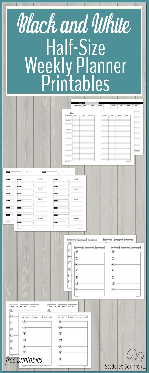 Half Size Printable Planner Pages Free