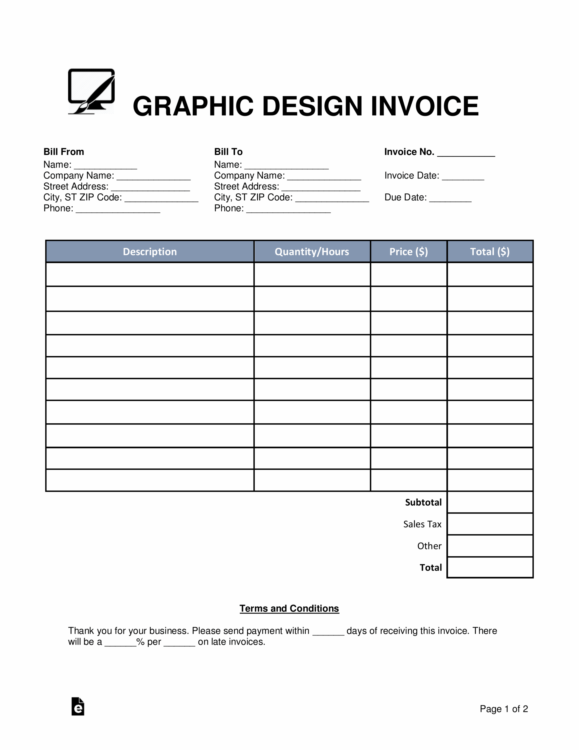 Blank Printable Invoice Template Free