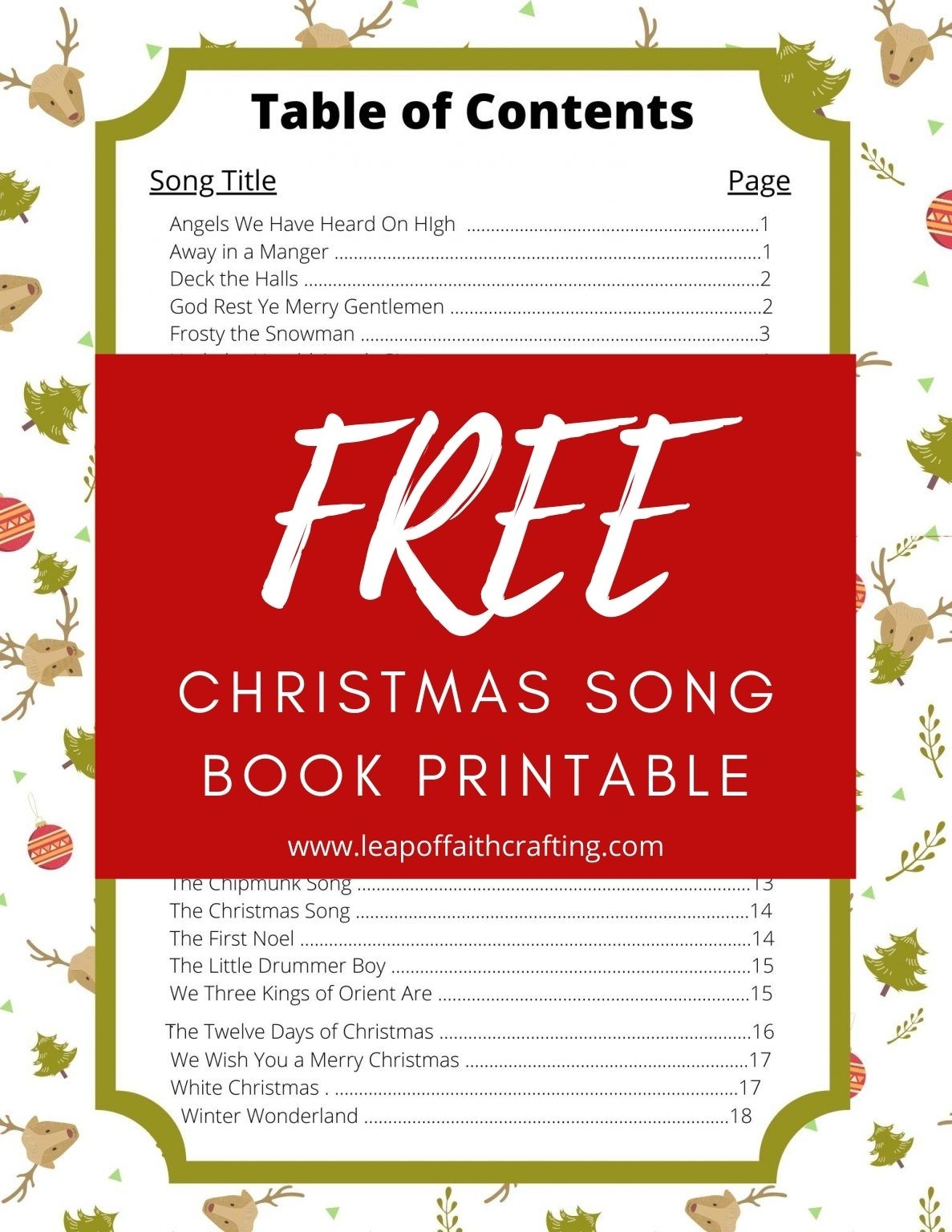 FREE Christmas Carols Lyrics PDF To Print Now Leap Of Faith Crafting