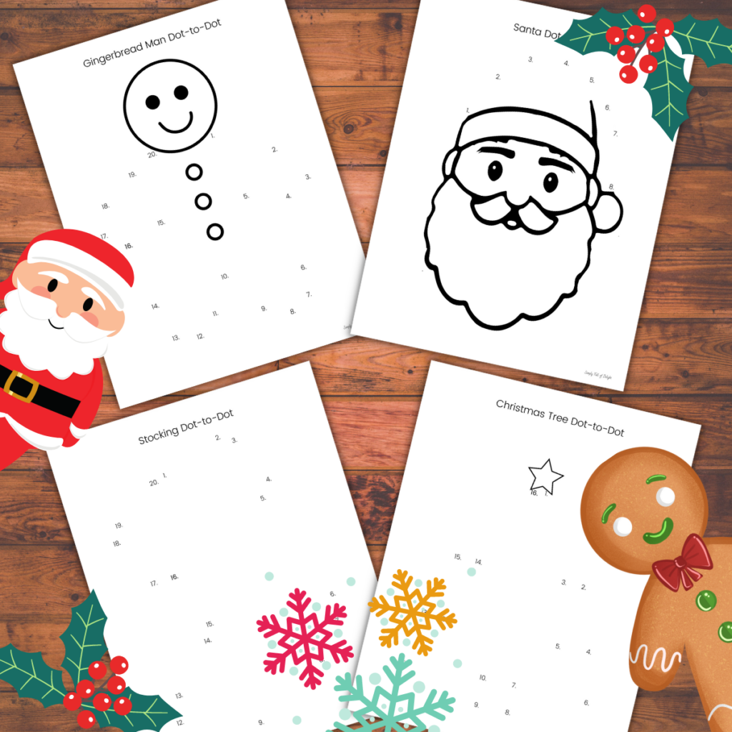 Free Christmas Dot To Dot Printables Instant Downloads 
