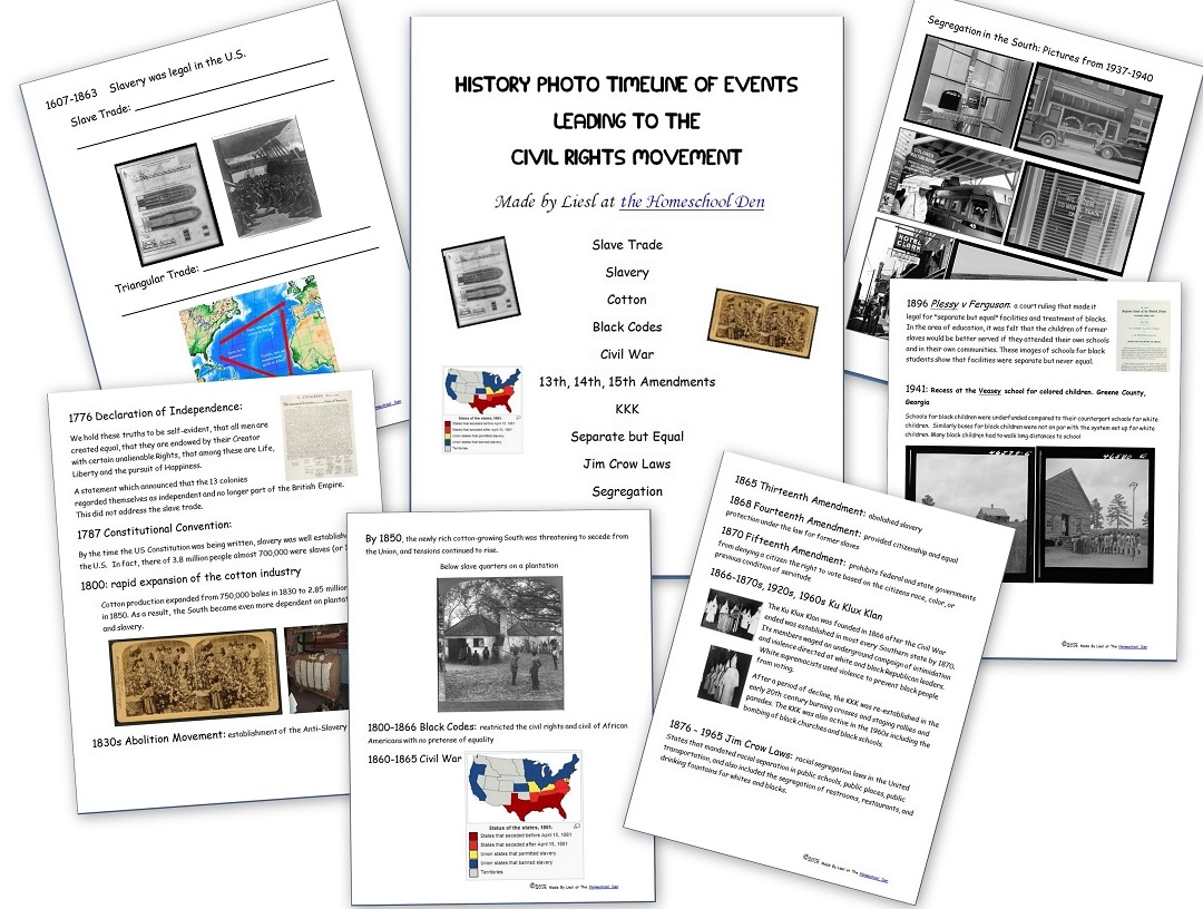 Free Civil Rights Packet Timeline Of Events Leading To The Civil Rights Movement Homeschool Den