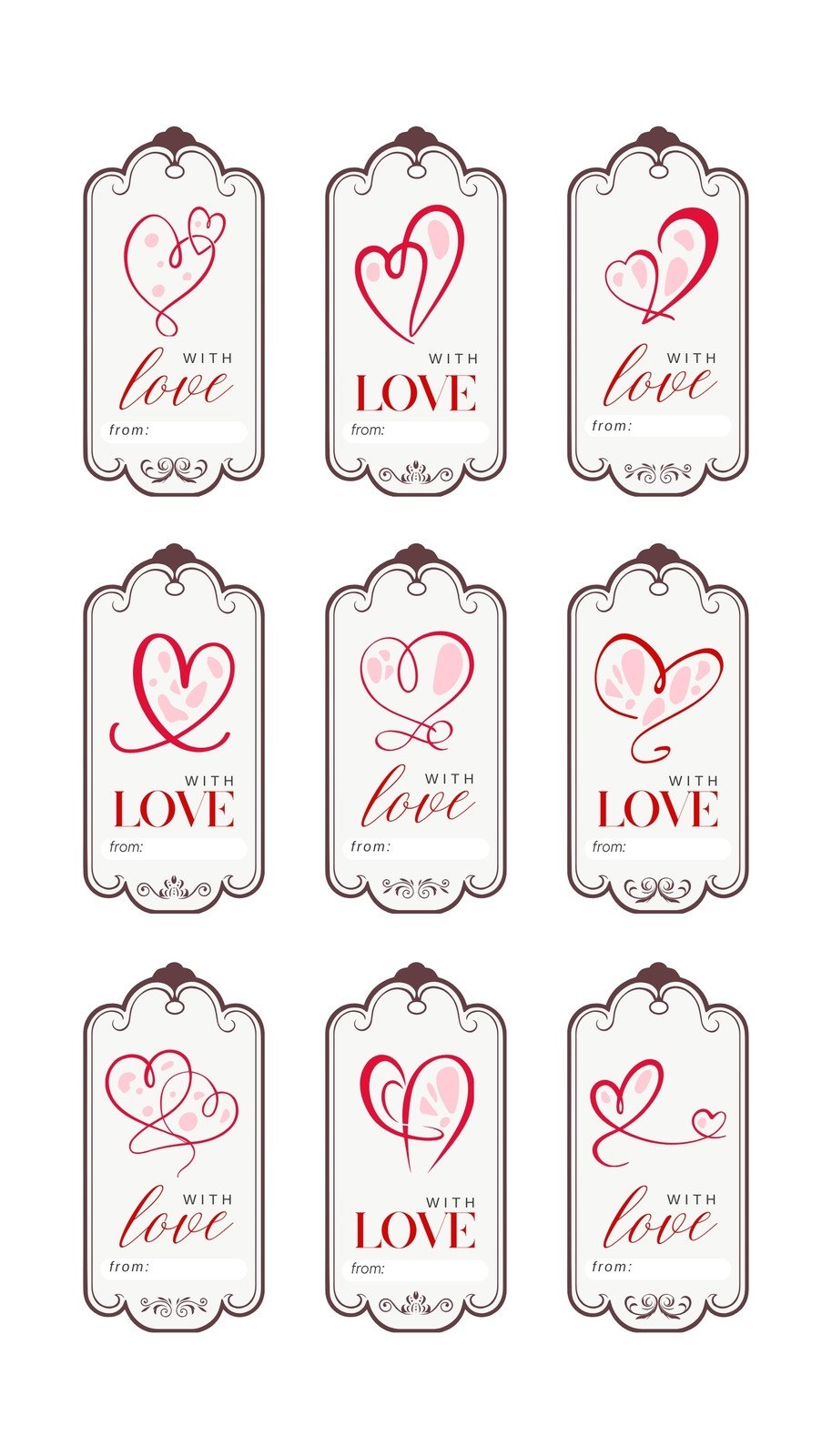 Free Custom Printable Valentines Day Tag Templates Canva