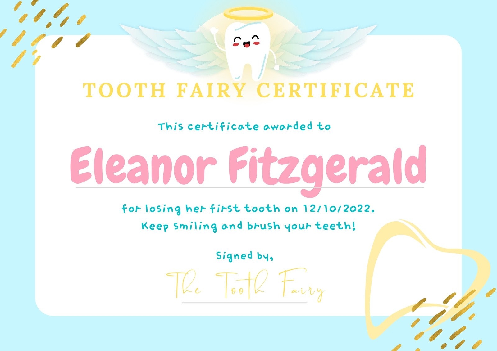 Free Customizable Tooth Fairy Certificate Templates Canva