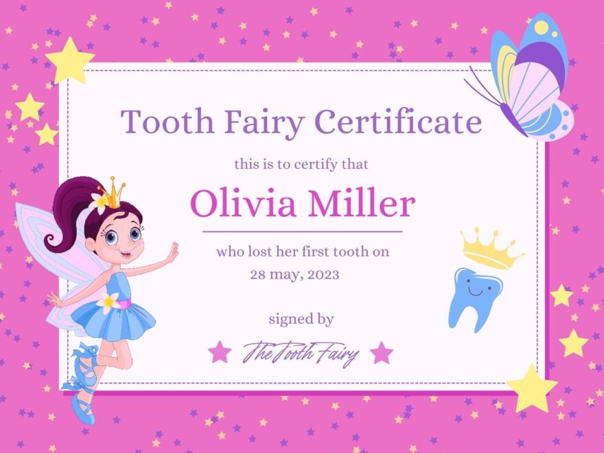 Free Customizable Tooth Fairy Certificate Templates Canva