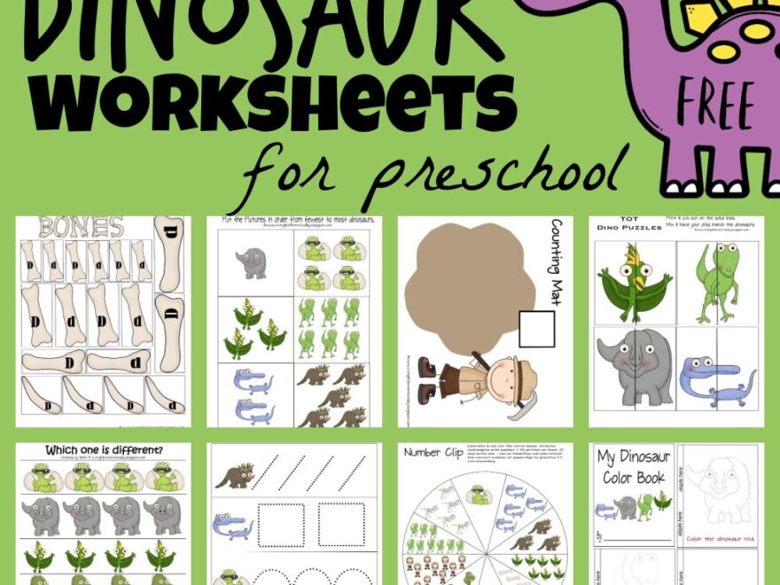 FREE Dinosaur Worksheets Preschool Printables