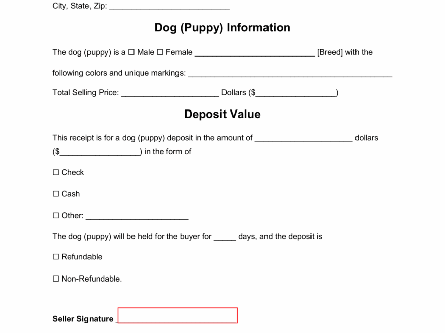 Free Dog Puppy Deposit Receipt Template PDF Word EForms