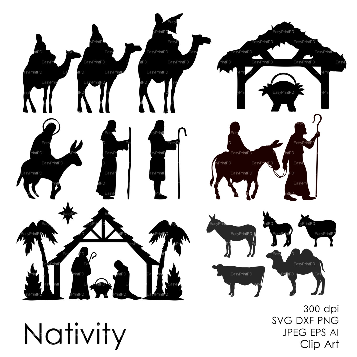 Free Printable Nativity Scene Silhouette
