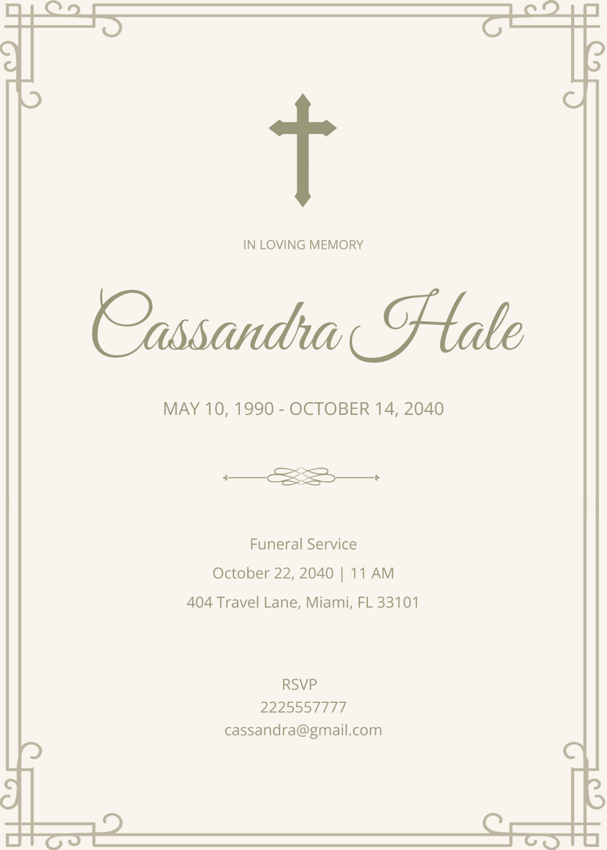 Free Funeral Card Templates Editable And Printable