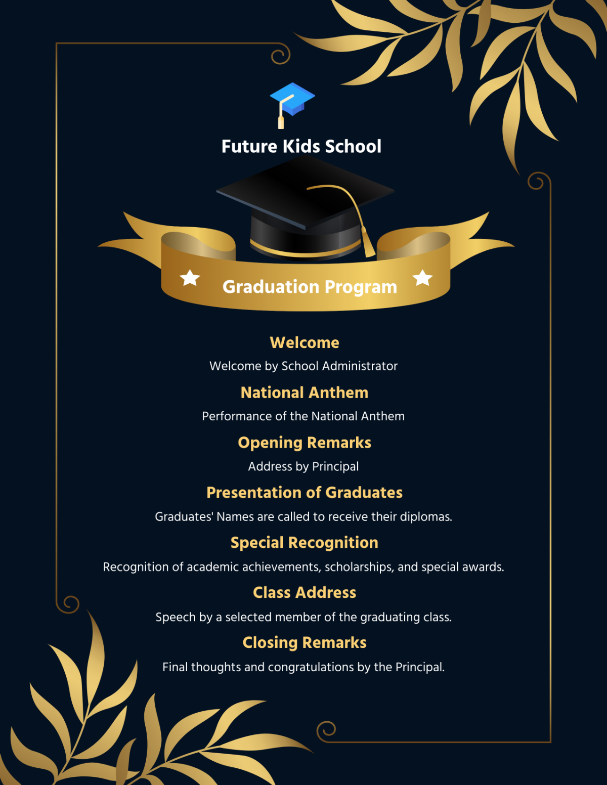 Free Graduation Program Template To Edit Online