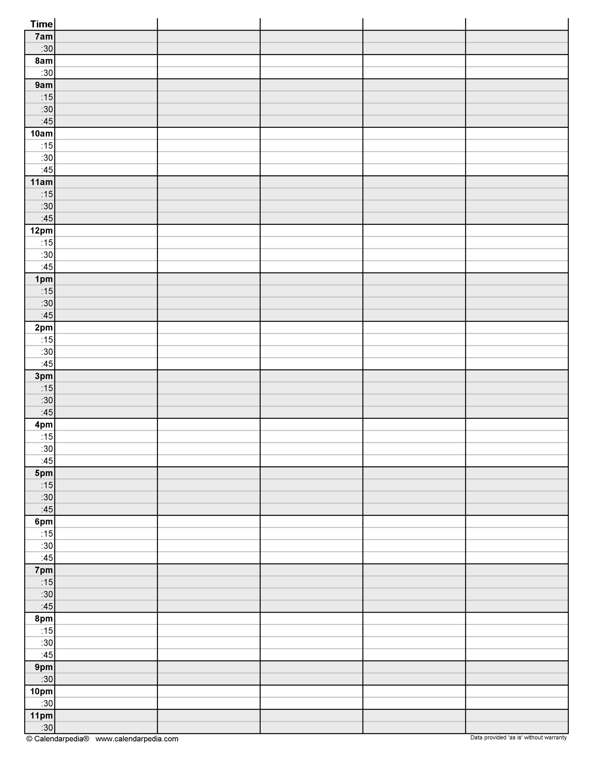 Free Printable Daily Planner 30 Minute Intervals