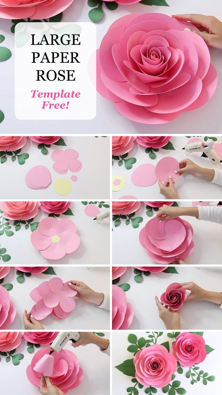 Large Paper Rose Template Printable