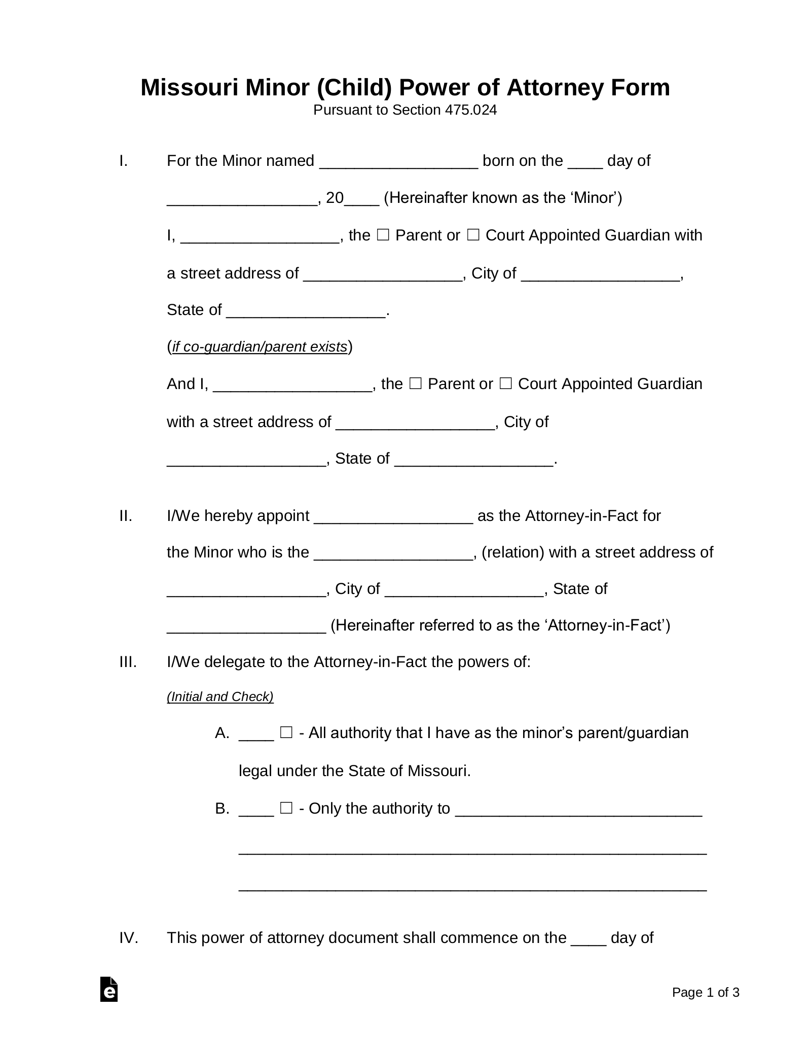 Free Printable Missouri Power Of Attorney Forms Online