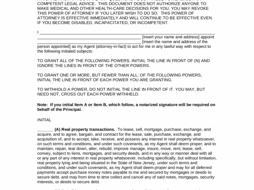 Free New Jersey Durable Financial Power Of Attorney Form PDF Word EForms