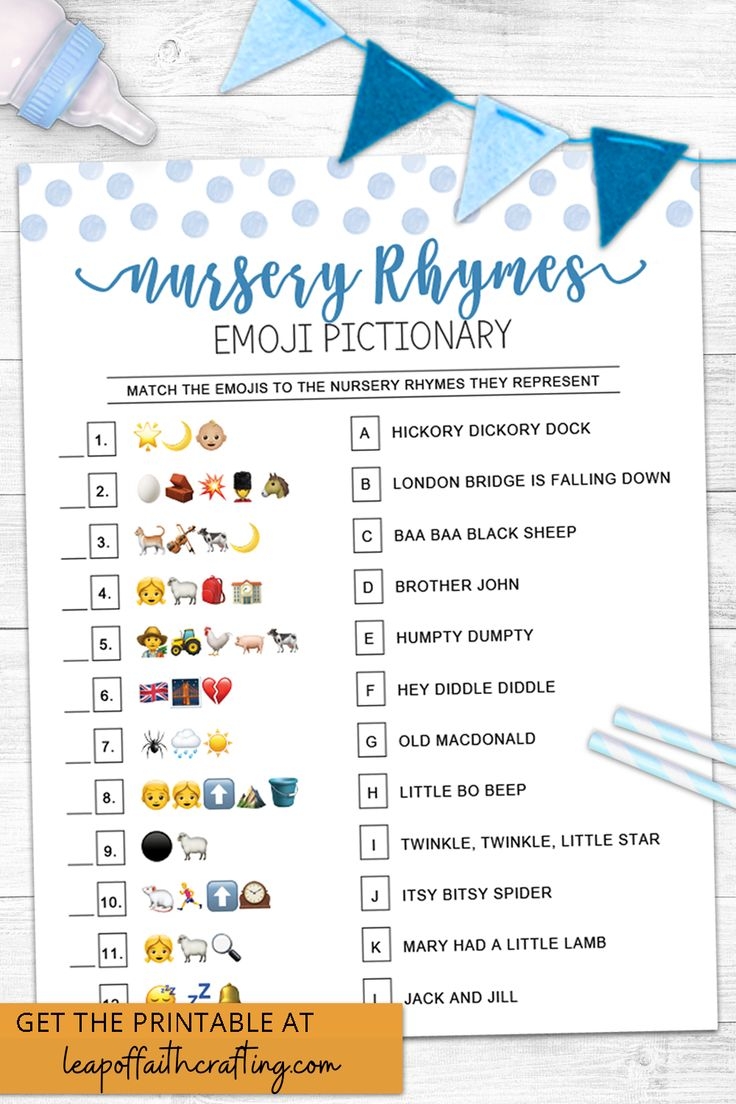 FREE Nursery Rhyme Emoji Game Printable 4 Designs 