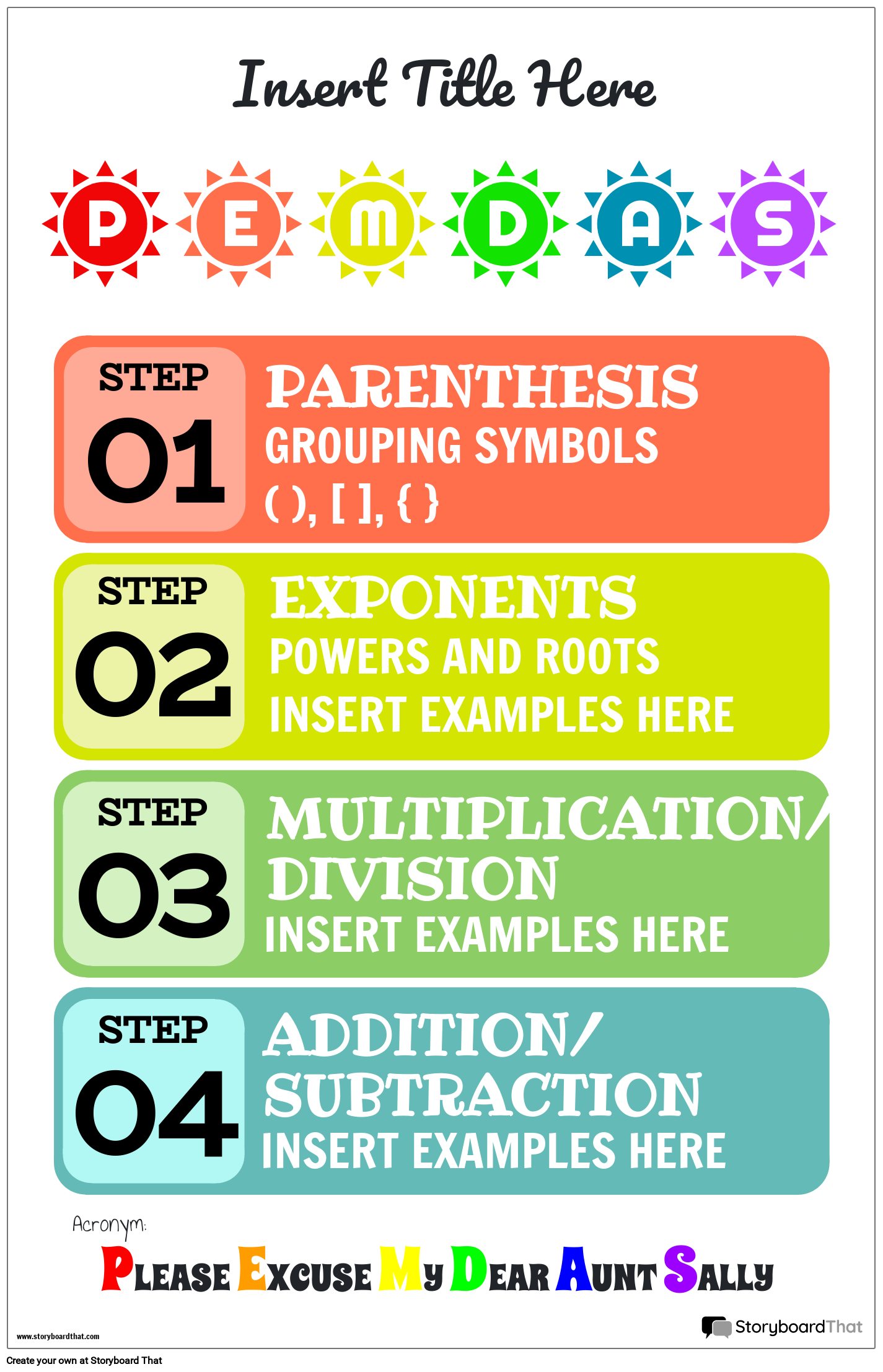 Free Order Of Operations Posters PEMDAS Poster Templates