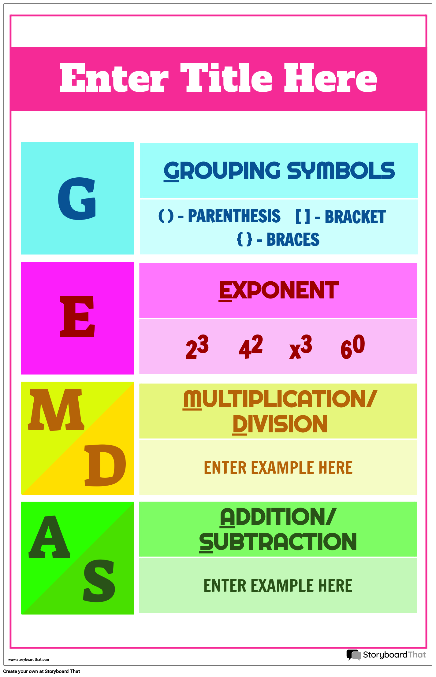 Free Order Of Operations Posters PEMDAS Poster Templates