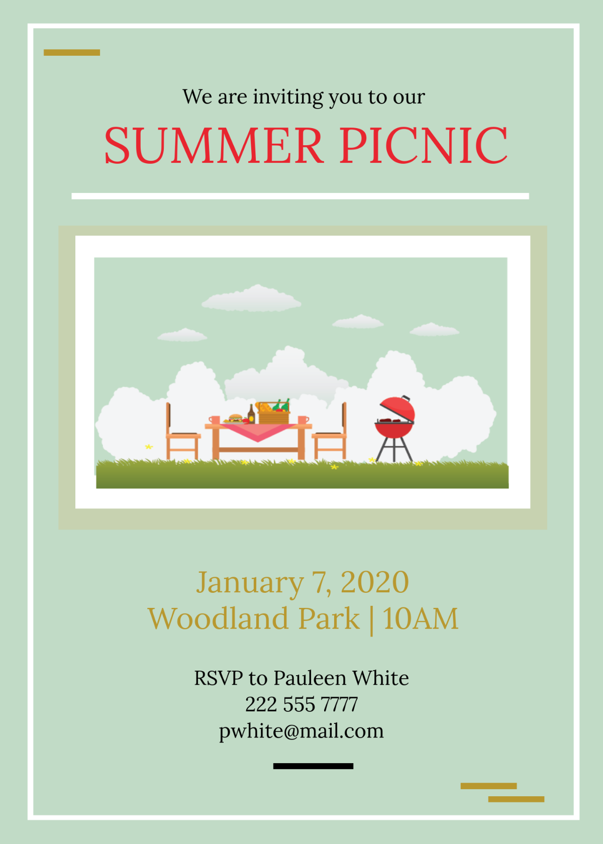 Free Printable Picnic Invitation Template