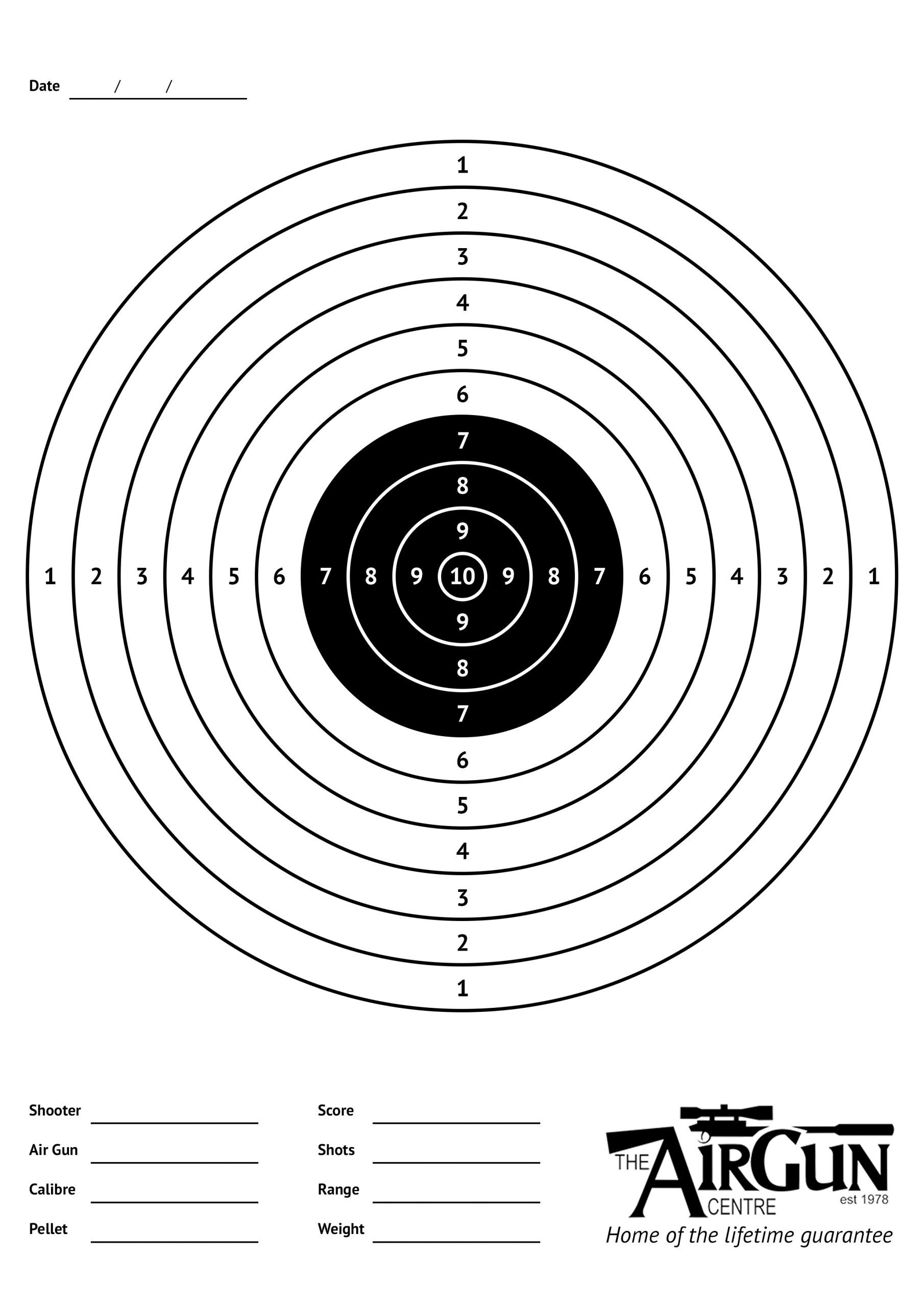 10 Meter Printable Air Rifle Targets