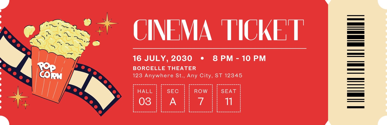 Free Printable And Customizable Movie Ticket Templates Canva