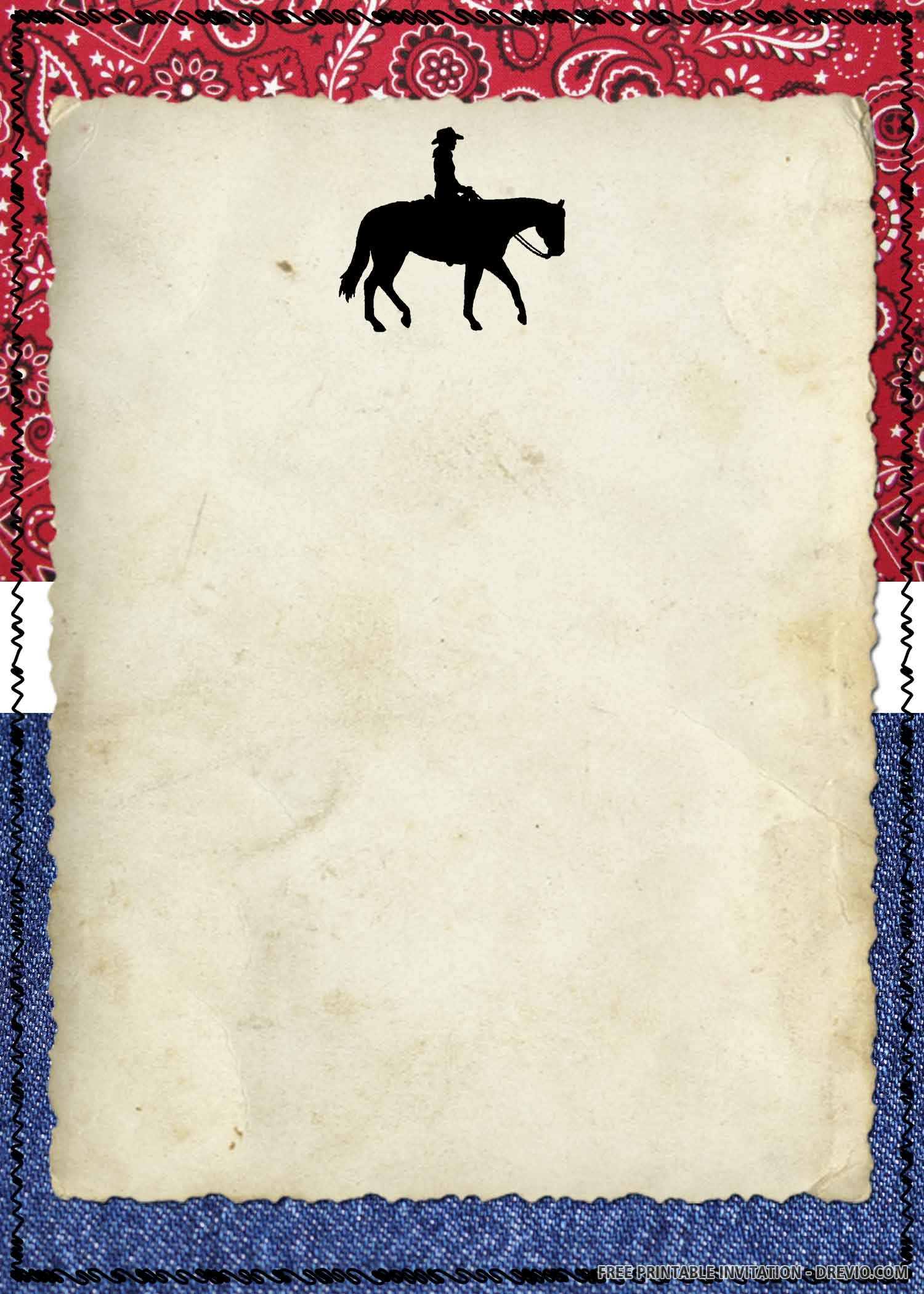 FREE PRINTABLE Attractive Cowboy Birthday Invitation Templates