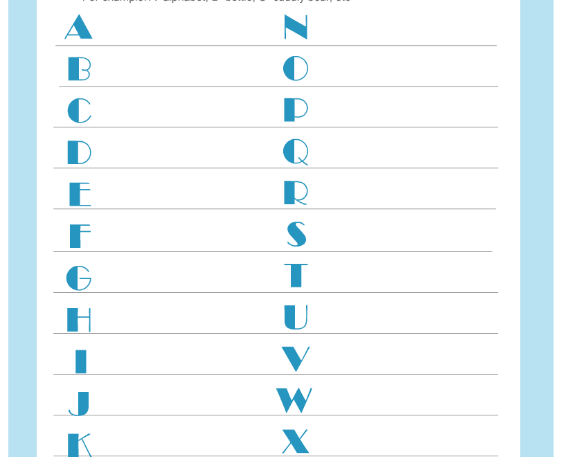 Free Printable Baby Shower Alphabet Game