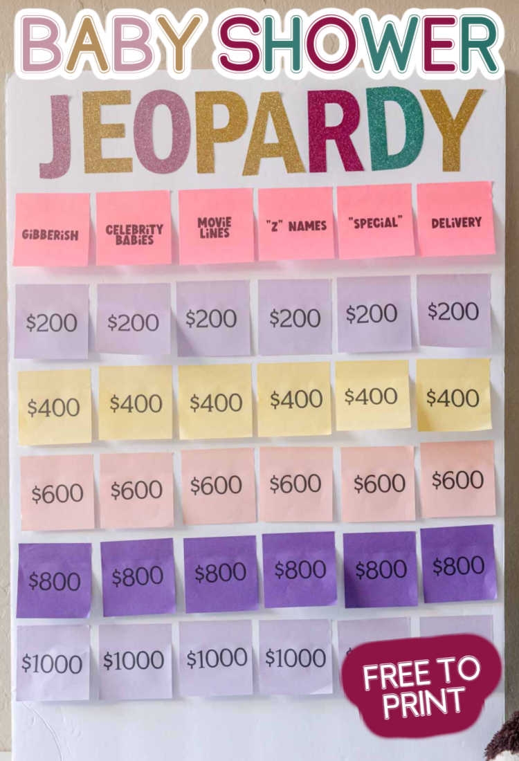 Free Printable Baby Shower Jeopardy Game Play Party Plan