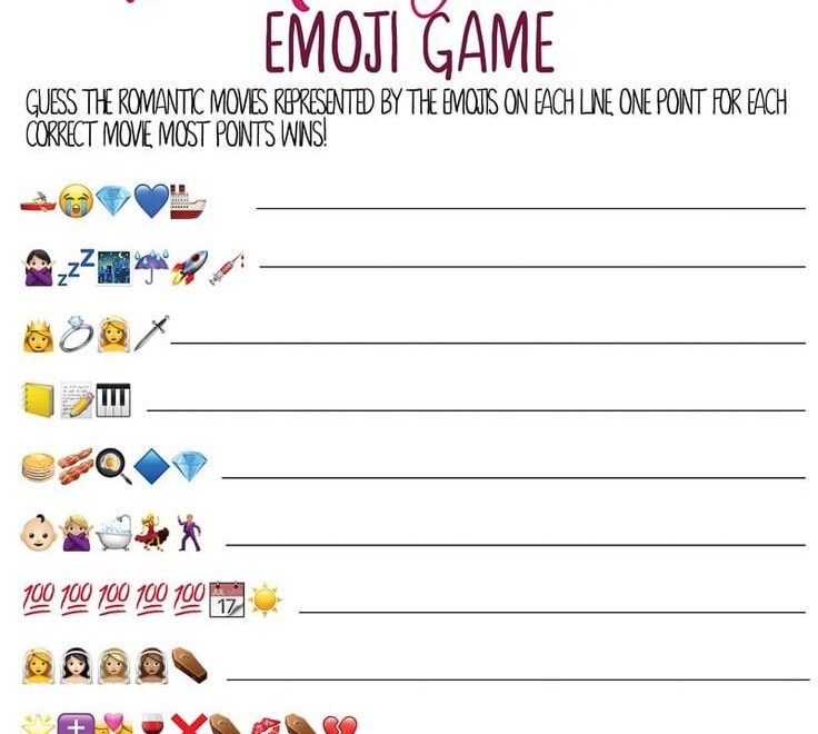Free Printable Bridal Shower Emoji Game