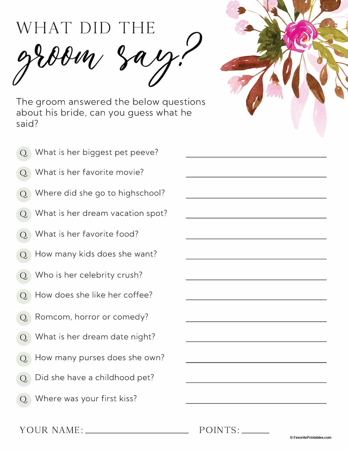Free Printable Bridal Shower Games Favorite Printables