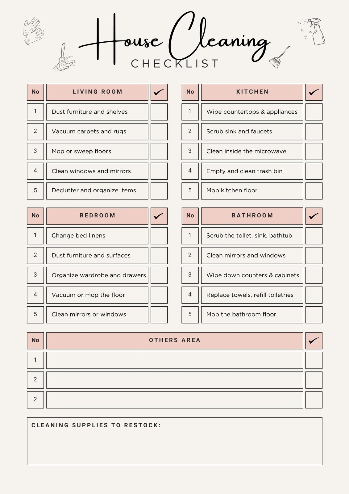 House Cleaning Chart Printable Free